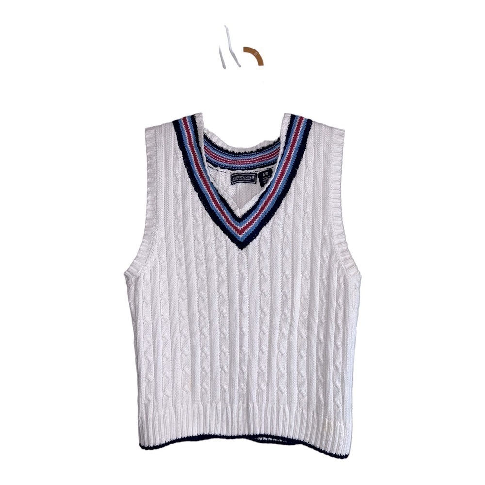 KITESTRINGS White Cotton Cable Knit Sweater Vest Sz 8-10